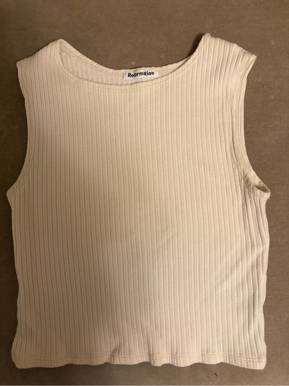 Reformation Ivory Ribbed Crewneck Tank